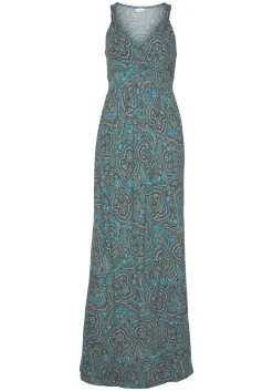 Kleider|LASCANA Maxikleid türkis-bedruckt