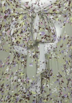 Kleider|LASCANA Maxikleid grün-lila-bedruckt
