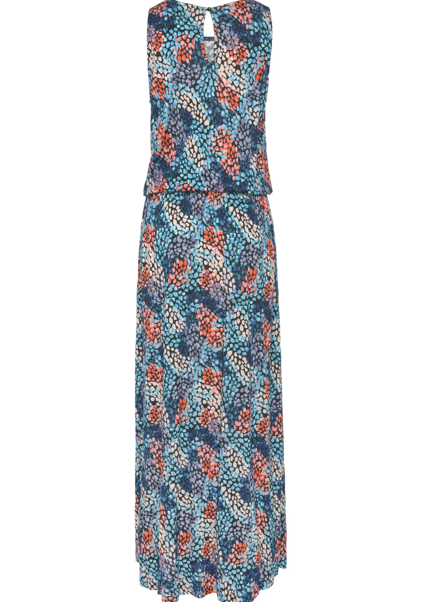 Strandkleider|Kleider|s.Oliver Maxikleid blau-korallebedruckt