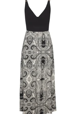 Kleider|LASCANA Maxikleid schwarz-cremebedruckt