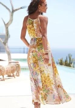 Strandkleider|Kleider|LASCANA Maxikleid sand-gelbbedruckt
