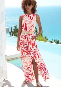 Strandkleider|Kleider|LASCANA Maxikleid rotbedruckt