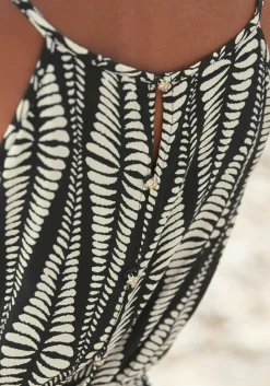 Kleider|LASCANA Maxikleid schwarz-sandbedruckt