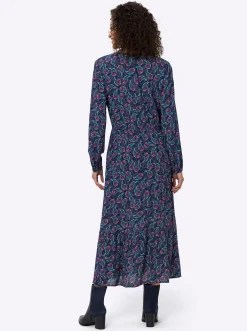 Kleider|heine Maxikleid dunkelblau-rosé-bedruckt