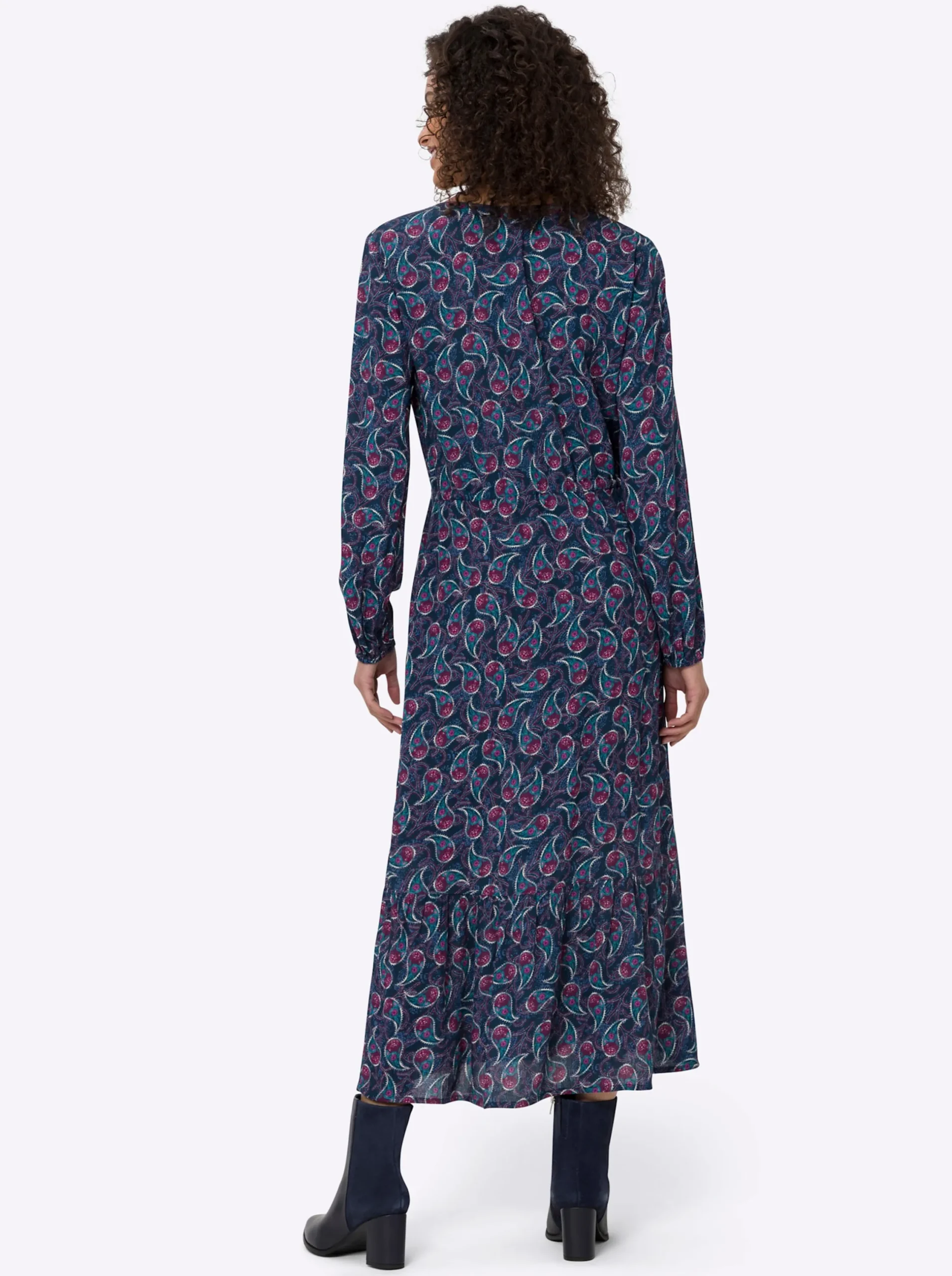 Kleider|heine Maxikleid dunkelblau-rosé-bedruckt