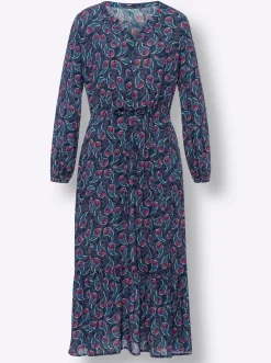 Kleider|heine Maxikleid dunkelblau-rosé-bedruckt