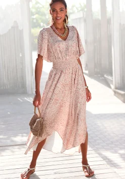 Strandkleider|Kleider|LASCANA Maxikleid sand-beigebedruckt