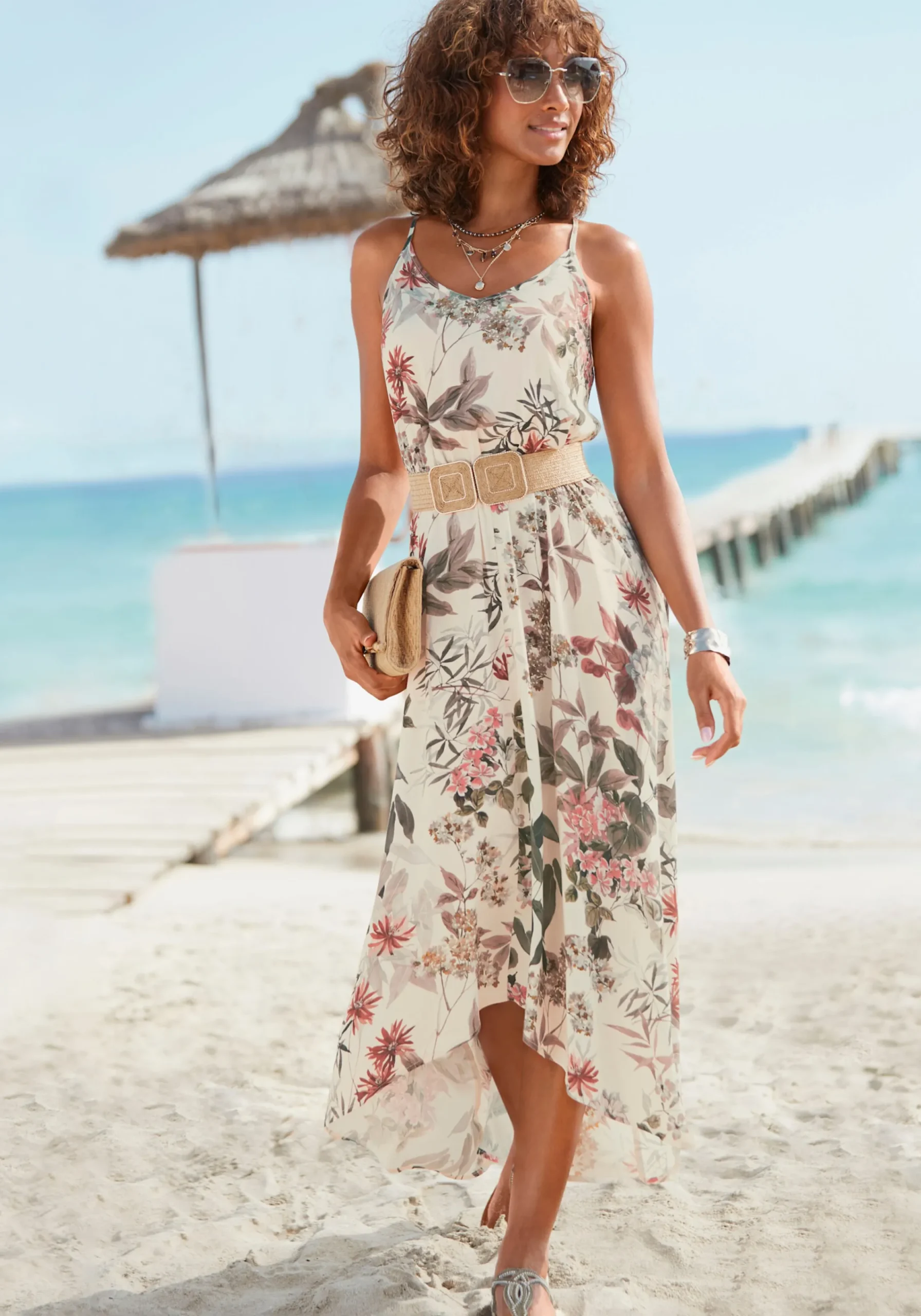 Strandkleider|Kleider|LASCANA Maxikleid sandbedruckt