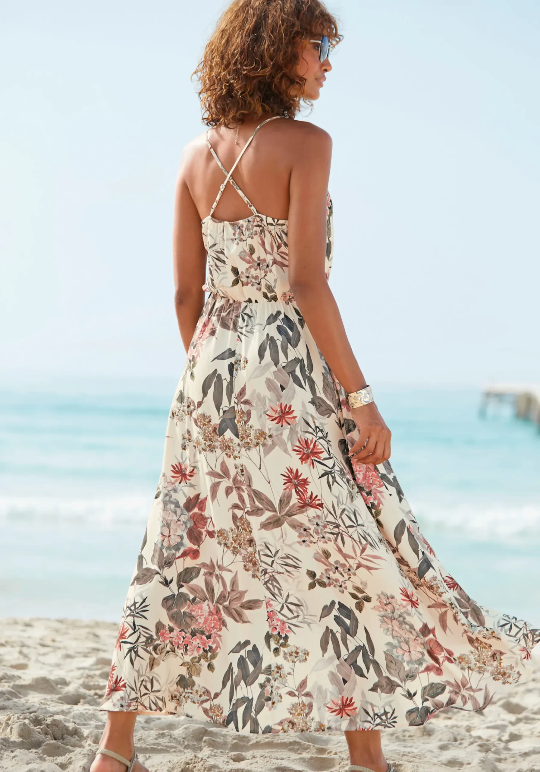 Strandkleider|Kleider|LASCANA Maxikleid sandbedruckt