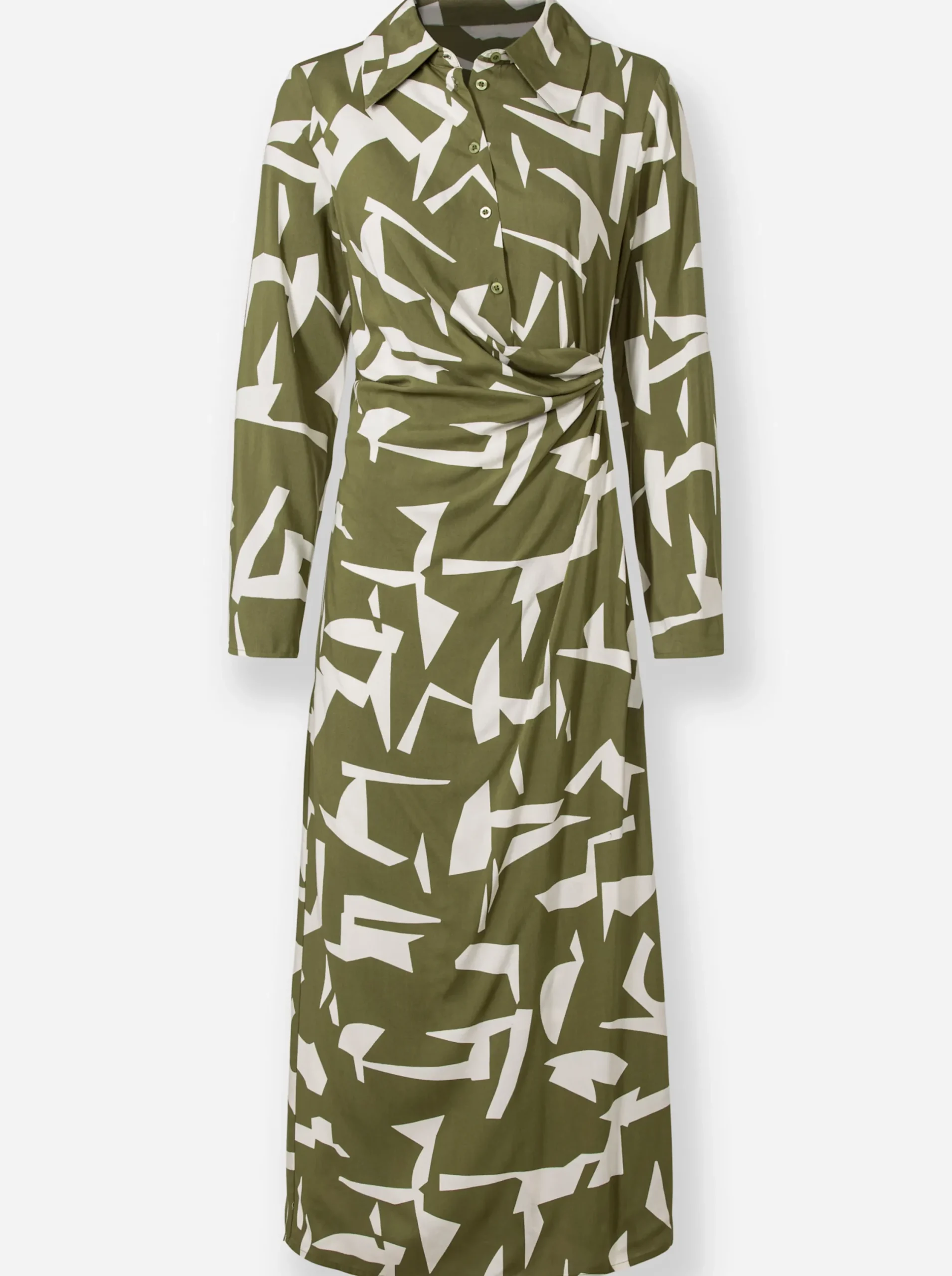 Kleider|heine Maxikleid oliv-champagner-gemustert