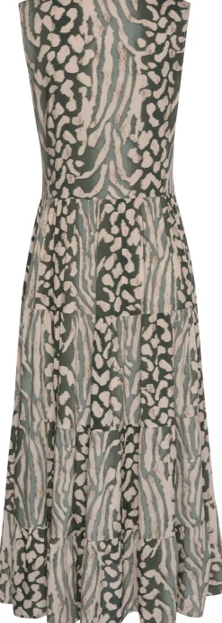 Kleider|LASCANA Maxikleid grün-taupe-bedruckt