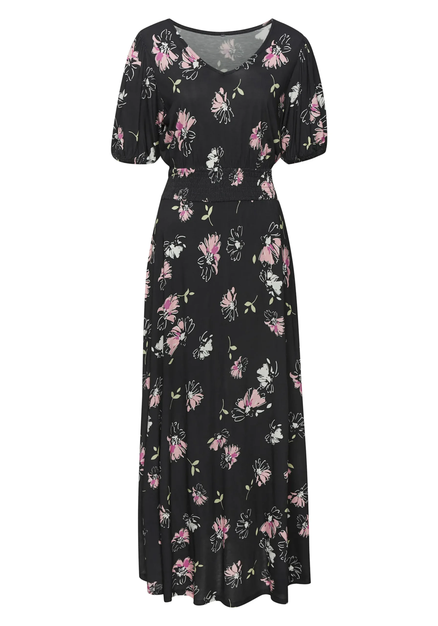 Strandkleider|Vivance Maxikleid schwarz-mauvebedruckt