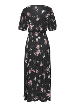 Strandkleider|Vivance Maxikleid schwarz-mauvebedruckt