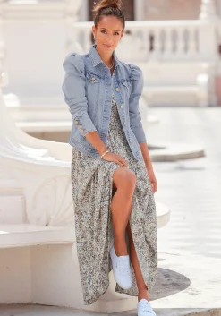 Strandkleider|Kleider|Vivance Maxikleid grau-bedruckt