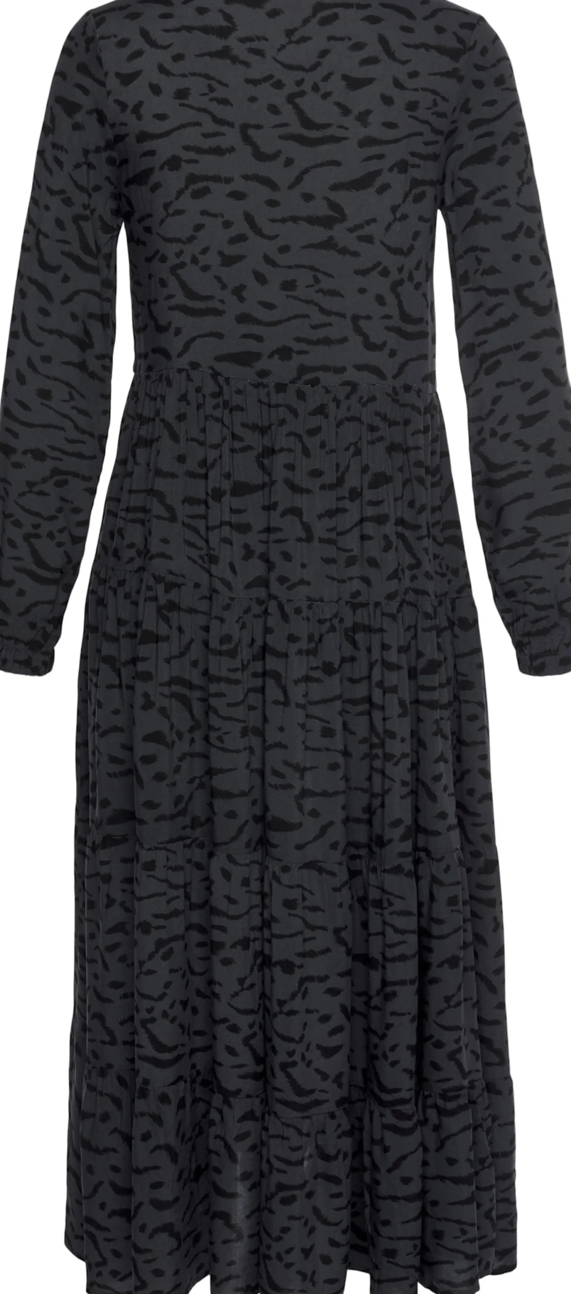 Kleider|LASCANA Maxikleid grau-schwarz-bedruckt