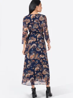 Kleider| Maxikleid aus Chiffon, mit Floral-Print dunkelblau-gemustert