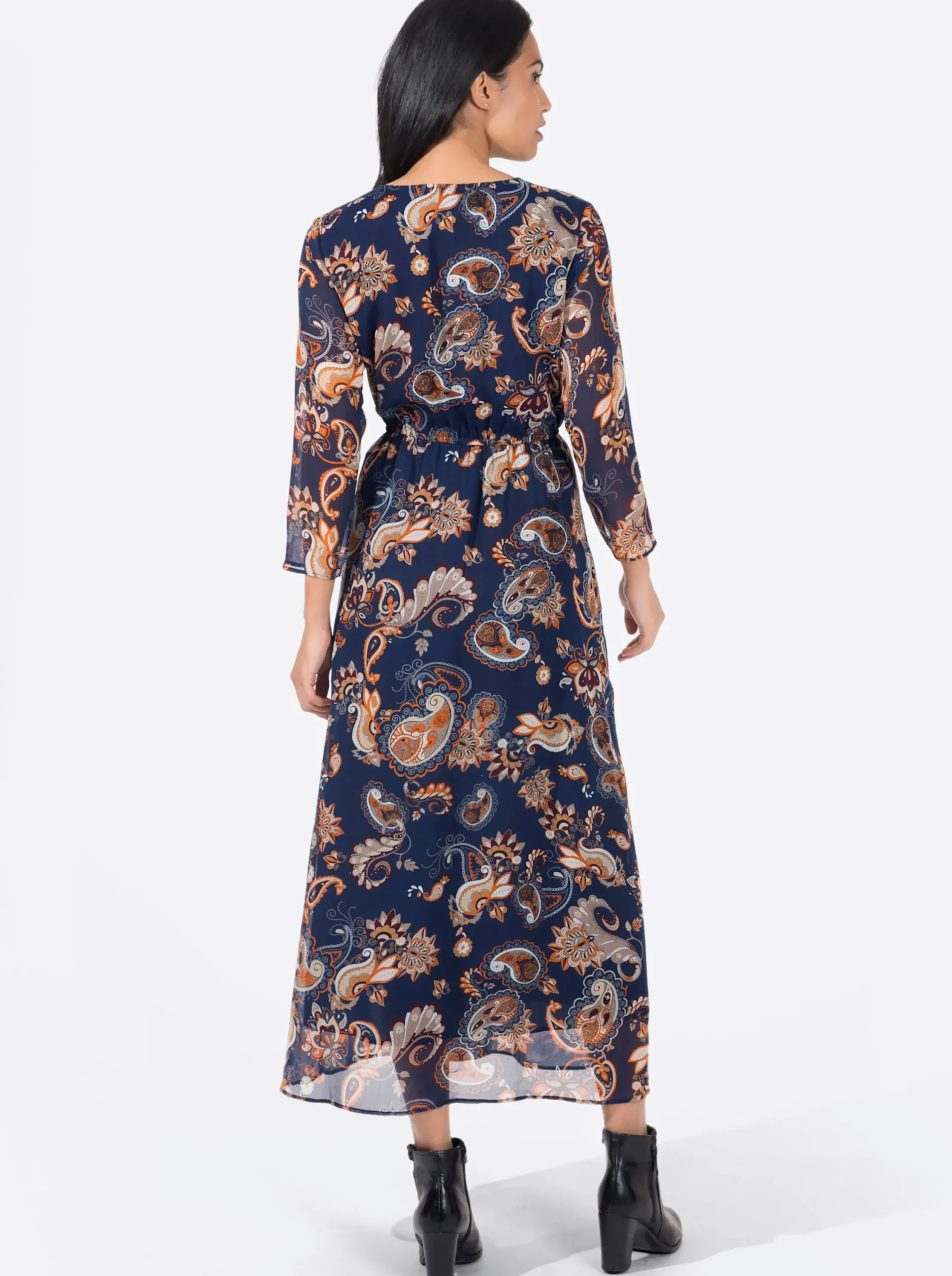 Kleider| Maxikleid aus Chiffon, mit Floral-Print dunkelblau-gemustert