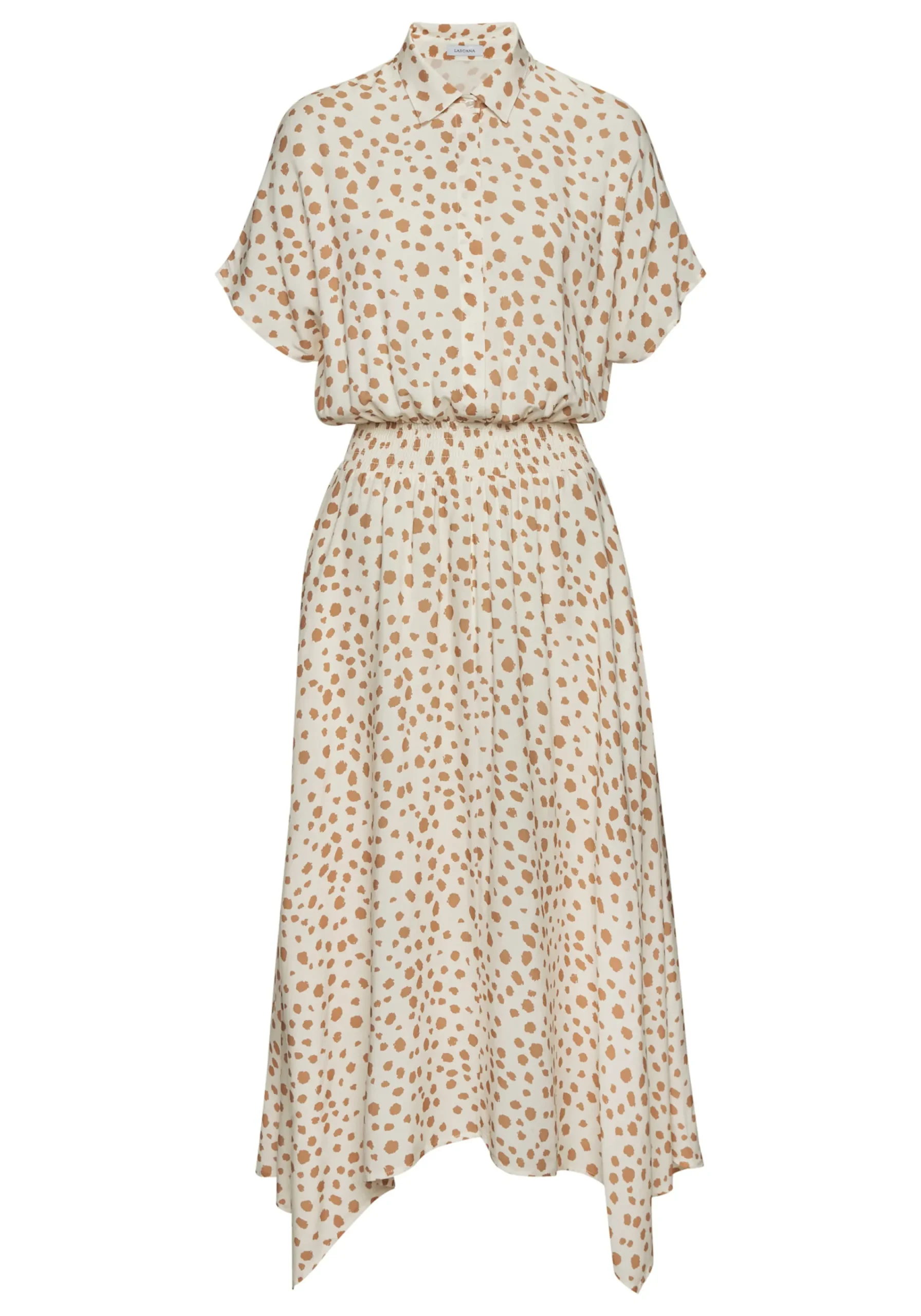 Kleider|LASCANA Midikleid creme-taupebedruckt