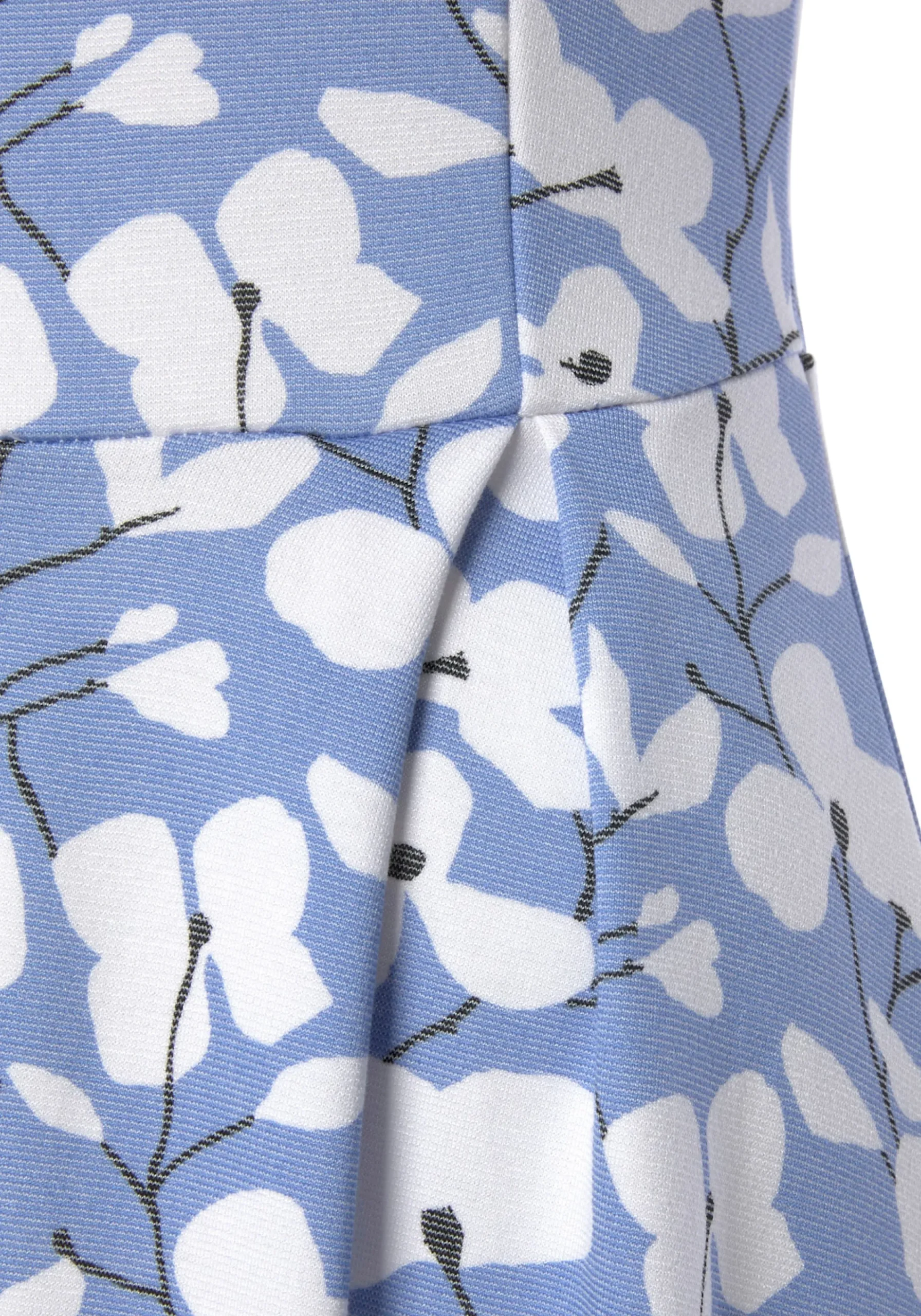 Strandkleider|Beachtime Midikleid blau-creme-bedruckt
