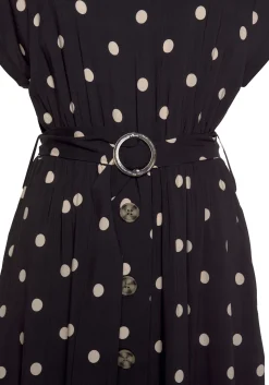 Strandkleider|Kleider|LASCANA Midikleid schwarz-sand-bedruckt