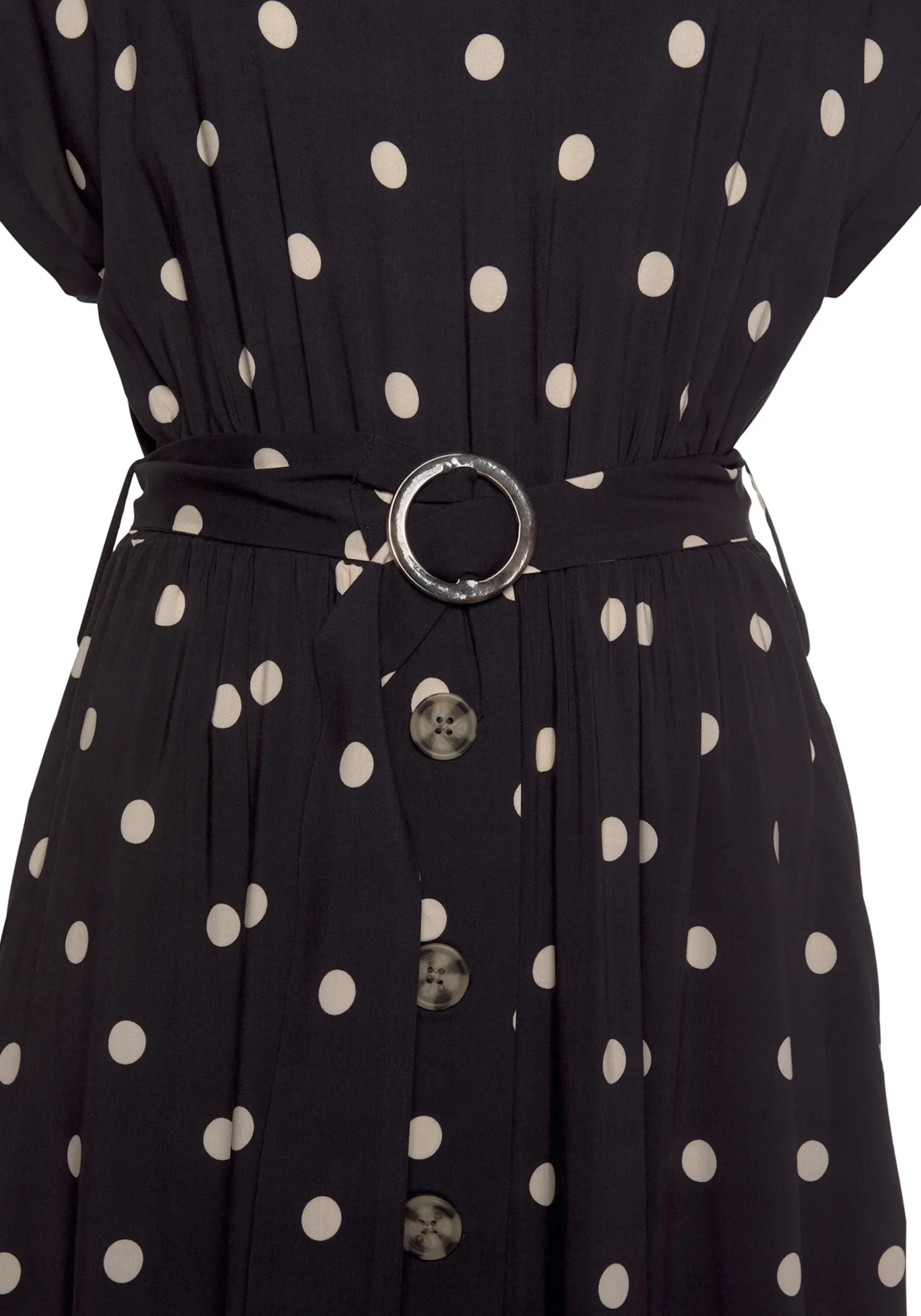 Strandkleider|Kleider|LASCANA Midikleid schwarz-sand-bedruckt
