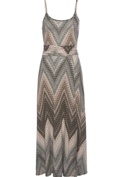 Strandkleider|Kleider|LASCANA Midikleid schwarz-braun-cremebedruckt