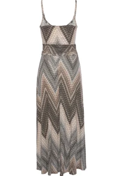 Strandkleider|Kleider|LASCANA Midikleid schwarz-braun-cremebedruckt