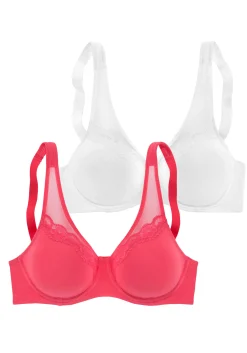 Bhs|petite fleur Minimizer-BH himbeere+weiß