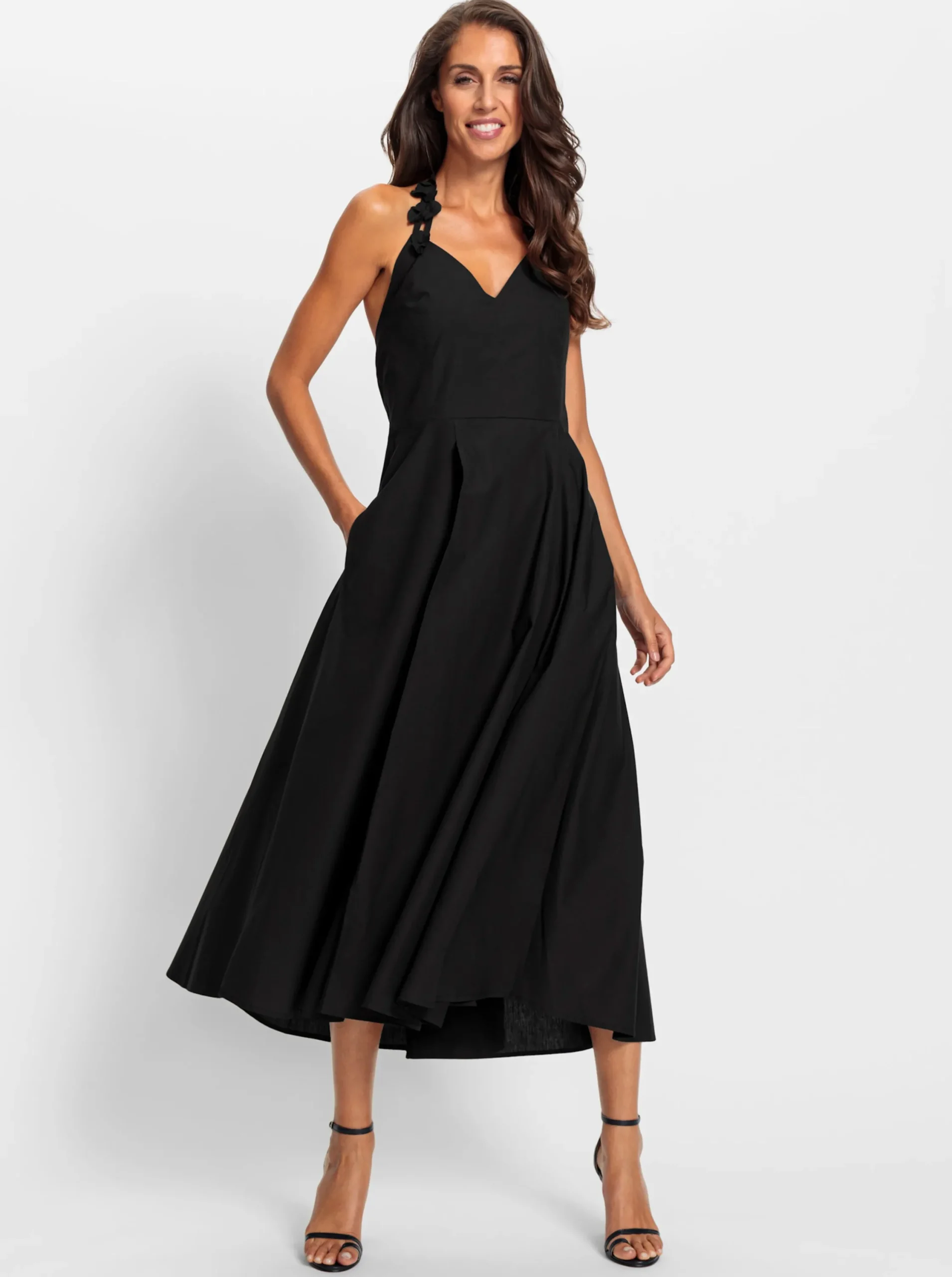 Abendkleider|Kleider|heine Neckholderkleid mit Blütenapplikation schwarz
