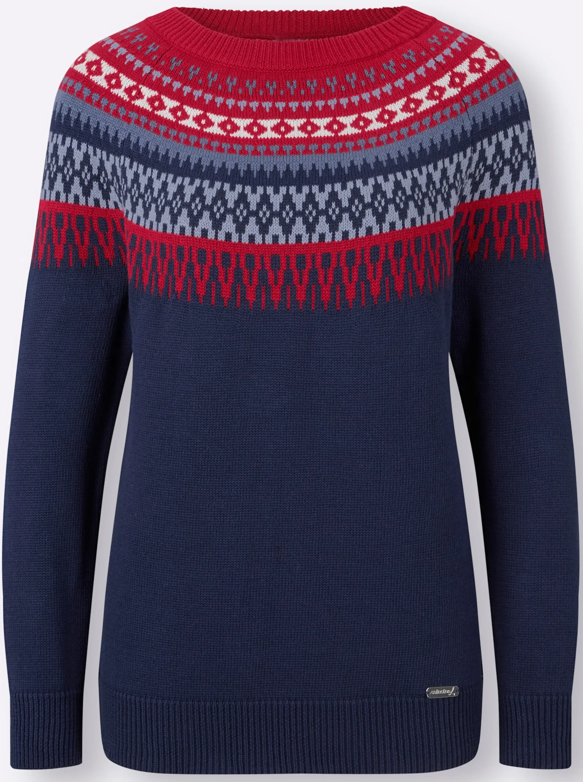 Pullover| Norwegerpullover nachtblau-kirsche-gemustert