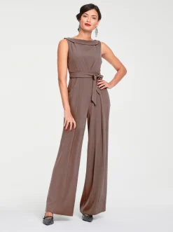 Overalls|heine Overall mit Bindegürtel taupe