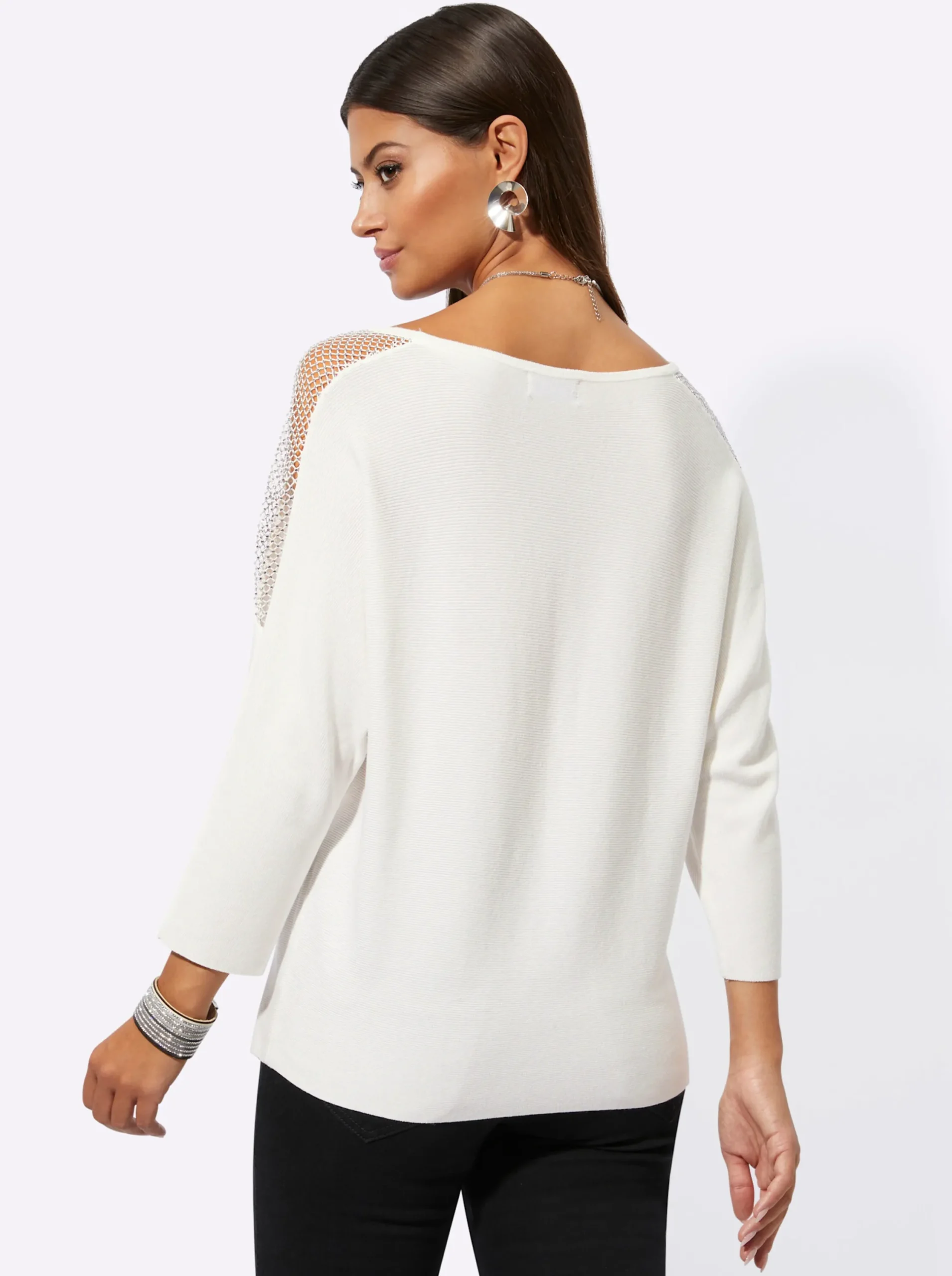 Pullover| Oversize-Pullover im Mix aus Lyocell und Viskose ecru