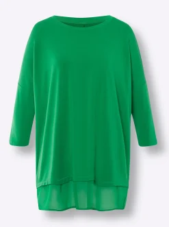 Strandmode|Shirts|heine Oversize-Shirt mit Chiffon-Saum grasgrün