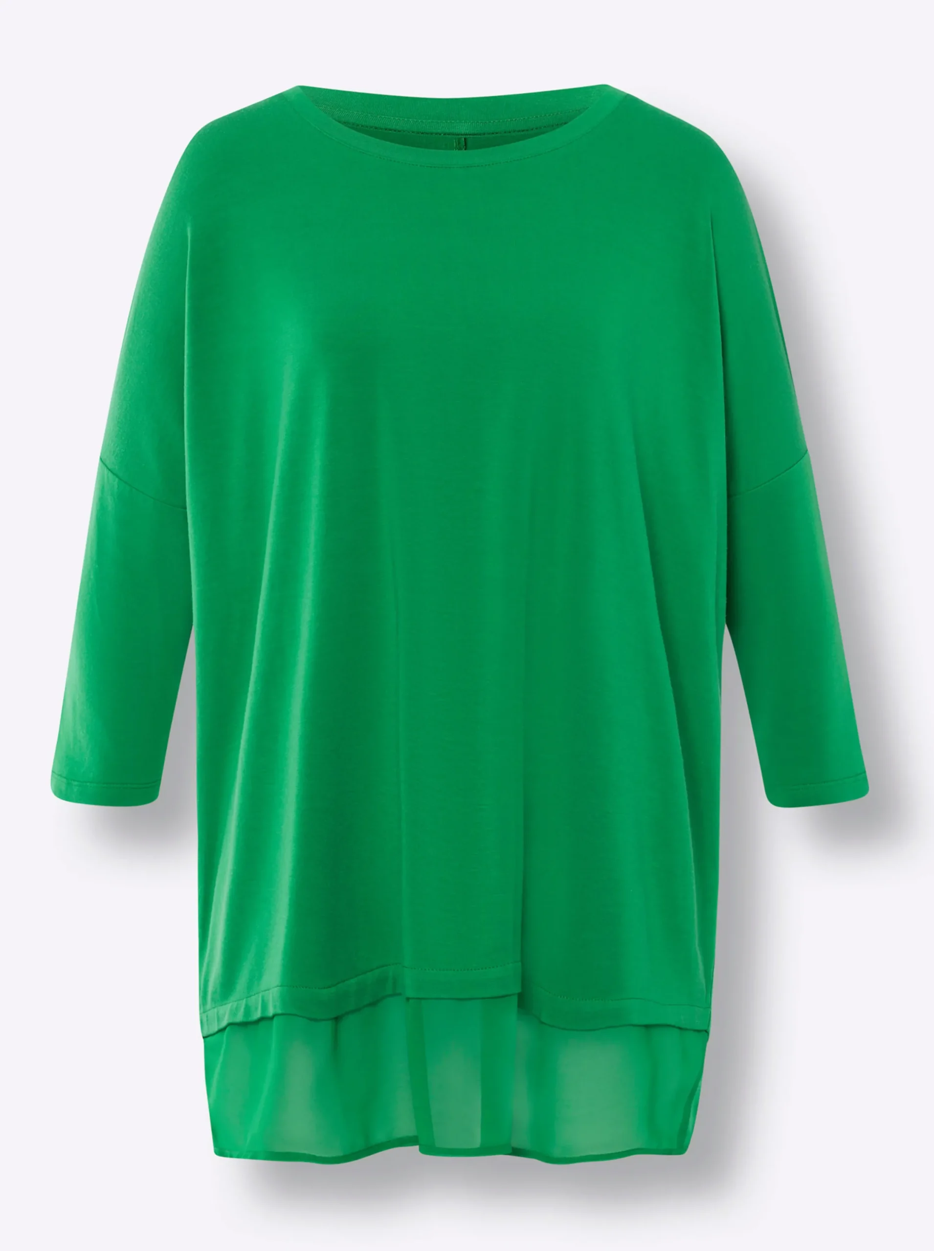 Strandmode|Shirts|heine Oversize-Shirt mit Chiffon-Saum grasgrün