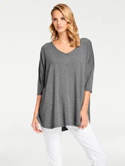 Basics|Shirts|heine Oversize-Shirt mit Kaschier-Effekt grau-melange