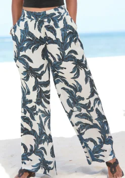 Strandmode|Hosen|s.Oliver Palazzohose sand-schwarzbedruckt