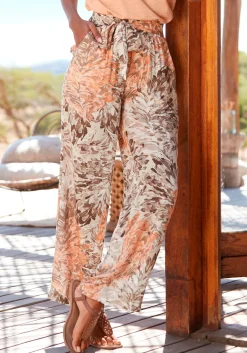 Strandmode|Hosen|LASCANA Palazzohose apricot-taupebedruckt