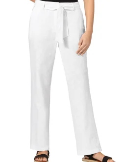 Hosen| Palazzohose mit Bindegürtel ecru
