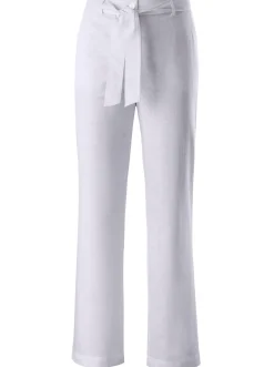 Hosen| Palazzohose mit Bindegürtel ecru