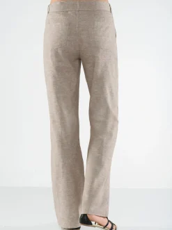 Hosen| Palazzohose mit Bindegürtel beige