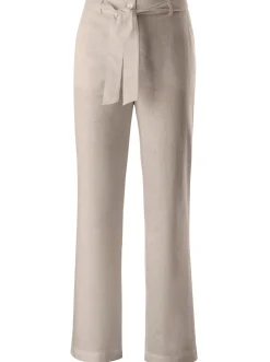 Hosen| Palazzohose mit Bindegürtel beige