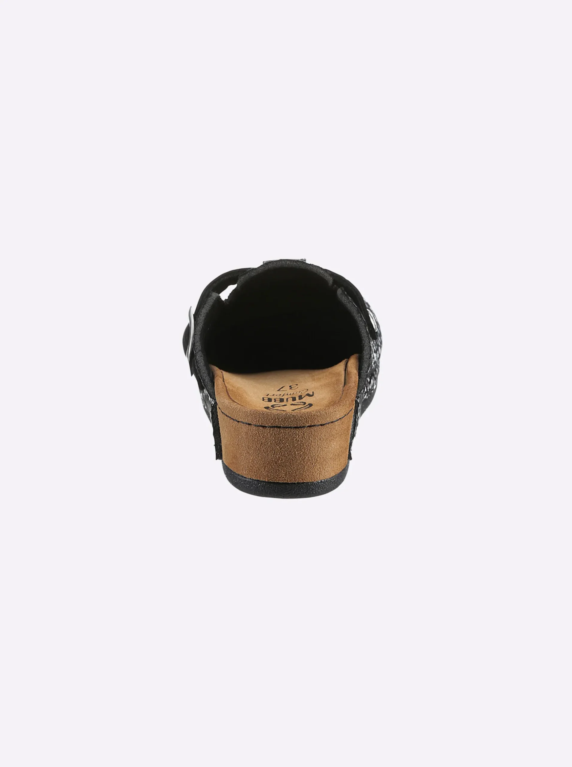 Hausschuhe|Mubb Pantoffel schwarz-silberfarben