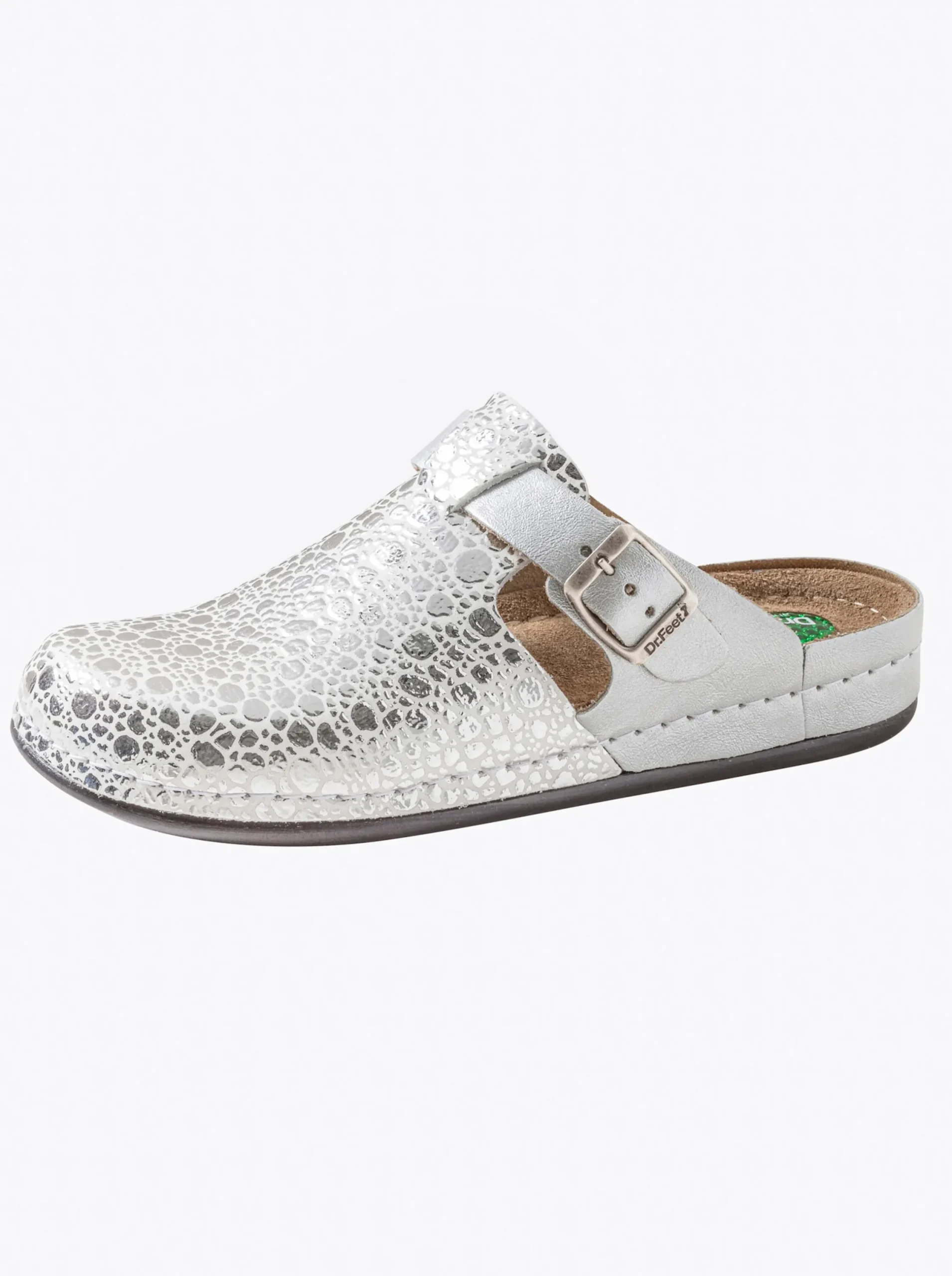 Hausschuhe|Pantoletten|Dr. Feet Pantolette silberfarben