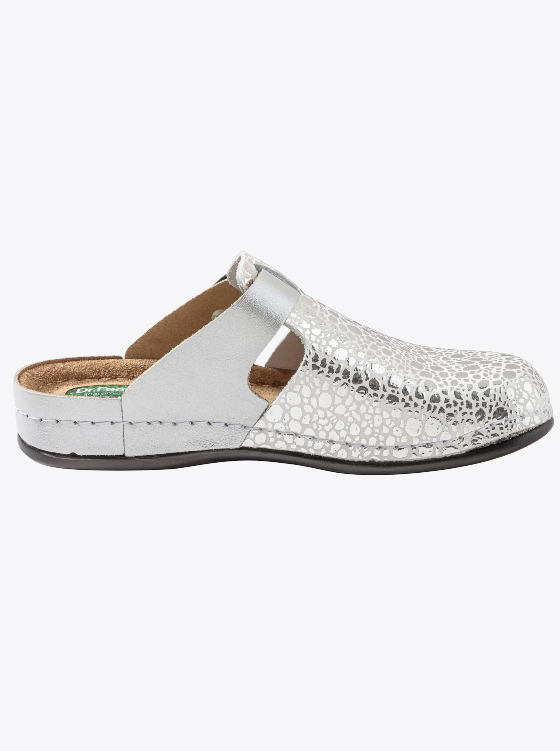 Hausschuhe|Pantoletten|Dr. Feet Pantolette silberfarben