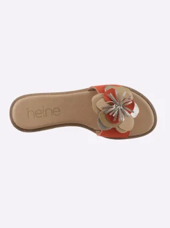 Pantoletten|heine Pantolette rot-bunt