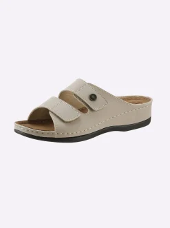 Pantoletten|Franken Schuhe Pantolette mit 2 Klettverschlüssen am Rist sand