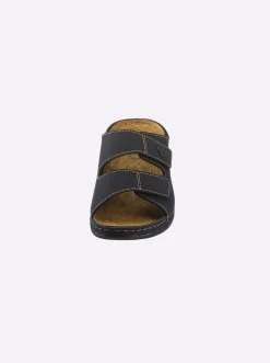 Pantoletten|Franken Schuhe Pantolette mit 2 Klettverschlüssen am Rist schwarz