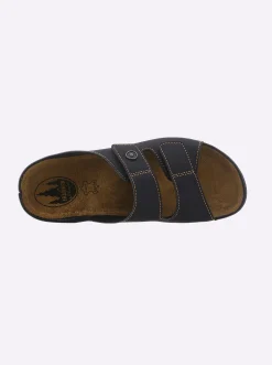 Pantoletten|Franken Schuhe Pantolette mit 2 Klettverschlüssen am Rist schwarz