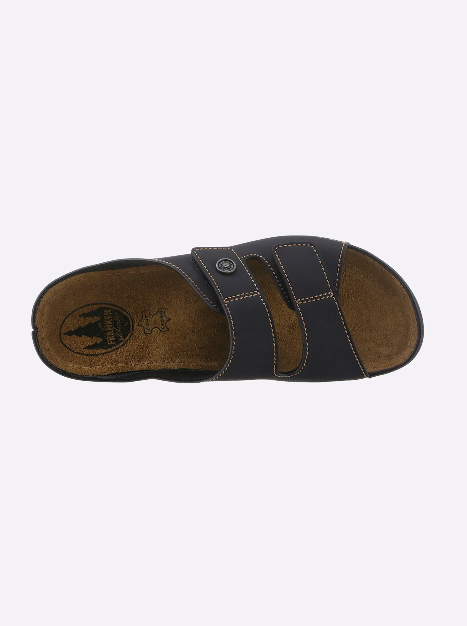 Pantoletten|Franken Schuhe Pantolette mit 2 Klettverschlüssen am Rist schwarz