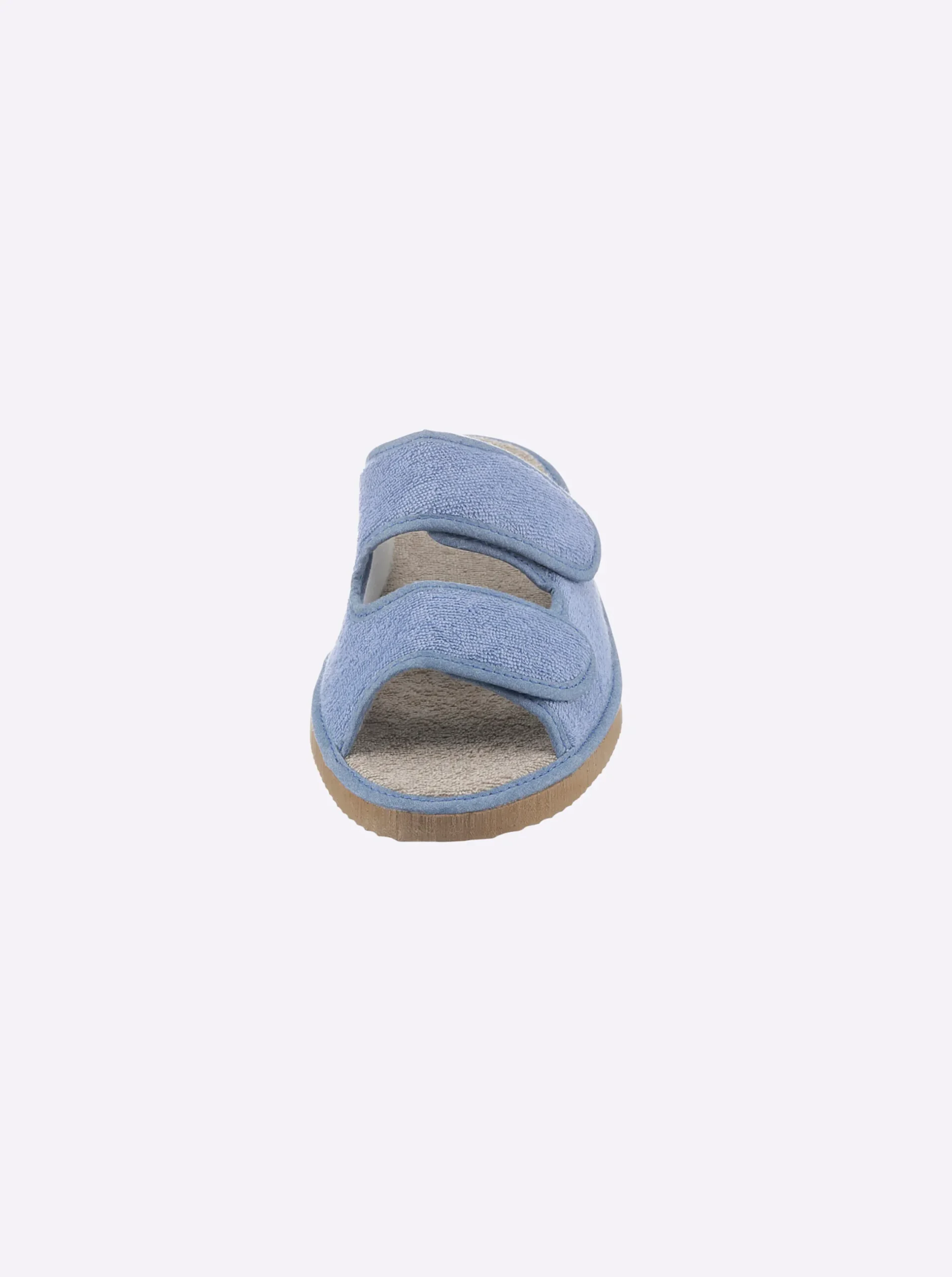 Pantoletten| Pantolette mit doppeltem Klettverschluss mittelblau